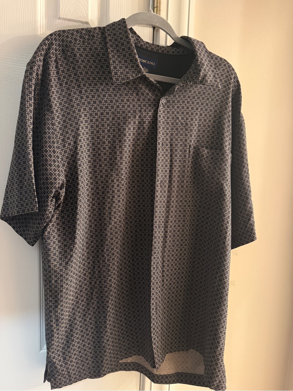 Toscano Men's Black Geometric Short-Sleeve Polo